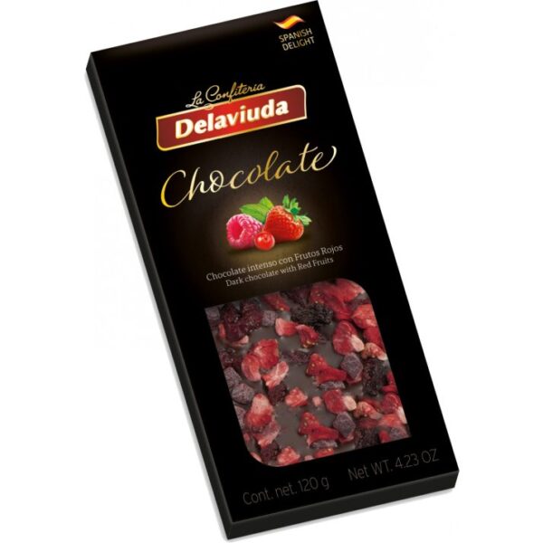 DELAVIUDA ÉTCSOKOLÁDÉ PIROS BOGYÓS GYÜMÖLCSÖKKEL 120G