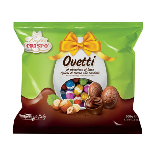 CRISPO HÚSVÉTI TEJCSOKOLÁDÉ TOJÁSOK MOGYORÓKRÉMMEL 500G