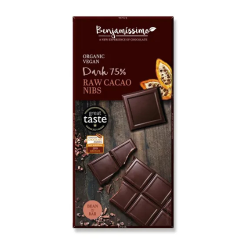 Benjamissimo BIO 75% Étcsokoládé Kakaóbab törettel 60g